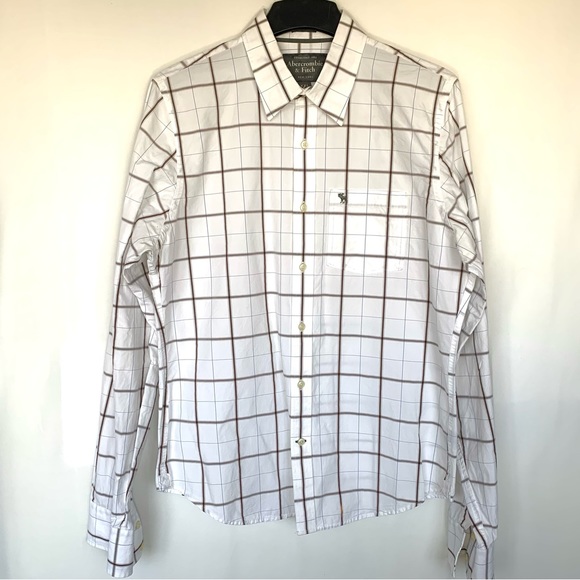 ABERCROMBIE & FITCH Y2K MUSCLE-FIT WINDOW PANE BUTTON DOWN LONG SLEEVE SHIRT XXL - Picture 7 of 8